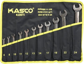 Kasco סט 11 מפתחות רינג רצט פתוח 6 – 24 ממ CR – V - KASCO