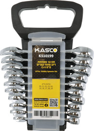 Kasco סט 10 מפתחות רינג פתוח קצרים מיני 9 – 18 ממ CR – V - KASCO