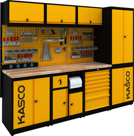 Kasco מטבחון עבודה כולל 7 מגירות, 3 ארוניות, 3 קלפות, מתקן נייר ניגוב ופח. - KASCO