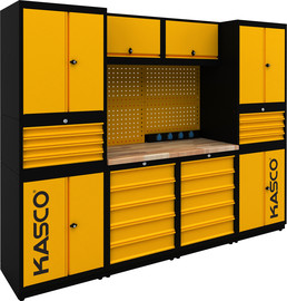 Kasco מטבחון עבודה, 18 מגירות ,4 ארונות, 2 קלפות, רשת תליה ומשטח עבודה - KASCO
