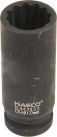 Kasco בוקסה שחורה עמוקה 12 פינות הינע 1/2 מידה 22 ממ - KASCO