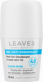 LEAVES דאודורנט רול און 48 שעות CLEAN MUSK