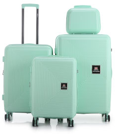 Swiss Voyager סט מזוודות קשיחות בלתי שבירות במגוון צבעים 20/26/30 אינץ' Swiss Boston - תיק איפור במתנה בצבע מנטה