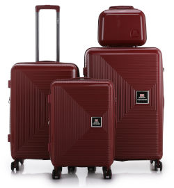 Swiss Voyager סט מזוודות קשיחות בלתי שבירות במגוון צבעים 20/26/30 אינץ' Swiss Boston - תיק איפור במתנה בצבע יין