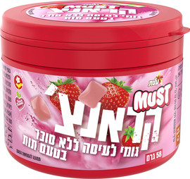 מאסט קראנצ' גומי לעיסה ללא סוכר בטעם תות
