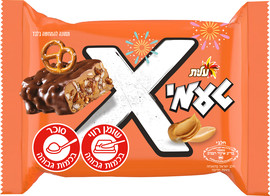 טעמי X חטיף שוקולד במילוי סוכריות קופצות בייגלה וקרם בטעם חמאת בוטנים