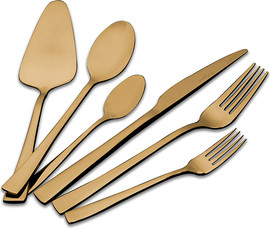 Food Appeal סט סכו"ם יוקרתי 61 חל' 18/10 זהב CRYSTALIN FLAT GOLD מבית Food appeal