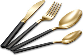 Food Appeal סט סכו"ם מהודר 24 חלקים PEARL BLACK/GOLD מבריק מבית Food appeal