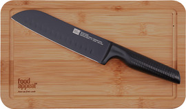 Food Appeal מארז שף  סכין סנטוקו 18 ס"מ קרש חיתוך 1.5*20*33 ס"מ  BLACK EDGE מבית Food appeal