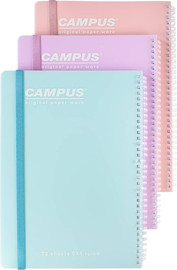 CAMPUS קמפוס פסטל ספירל סופט + גומיה 1 נושא A4 =