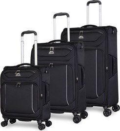 Slazenger סט מזוודות בד איכותיות גדולות במיוחד דגם Metro Flux מבית מותג היוקרה האנגלי SLAZENGER צבע שחור