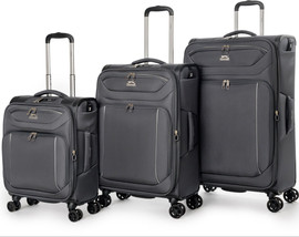 Slazenger סט מזוודות בד איכותיות גדולות במיוחד דגם Metro Flux מבית מותג היוקרה האנגלי SLAZENGER צבע אפור