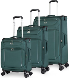 Slazenger סט מזוודות בד איכותיות גדולות במיוחד דגם Metro Flux מבית מותג היוקרה האנגלי SLAZENGER צבע ירוק