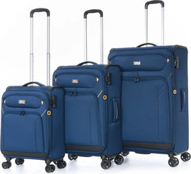 Slazenger סט מזוודות בד פרמיום בגודל ענק 19"+25"+31" ,  של המותג SLAZENGER דגם New York II XL צבע נייבי