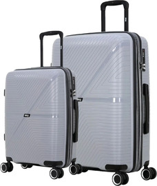 Gipro סט 2 מזוודות 20+28 מחומר בלתי שביר PP דגם LYNX מבית GIPRO צבע אפור