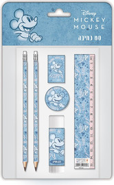 TOUCH מארז תלמיד עם 6 אביזרים עפרונות, מחק, סרגל ועוד - מיקי מאוס