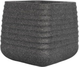 ג חיון אדנית – עציץ פלסטיק דמוי אבן מרובעת 38X38X37 סמ צבע שחור