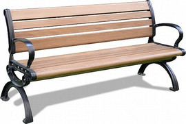 ארבע עונות ספסל גינה אלומיניום יצוק דגם מונטנה - דמוי עץ טבעי