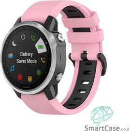 SmartCase רצועת סיליקון 26mm QuickFit לשעוני גרמין פניקס ורוד שחור