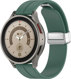 SmartCase רצועת סיליקון Quick Release 22mm סוגר מגנטי כסוף צבע רצועה Dark green