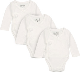 Olimoli מארז שלישיית בגדי גוף חלק לבן – Baby Body Suit 3 PCS