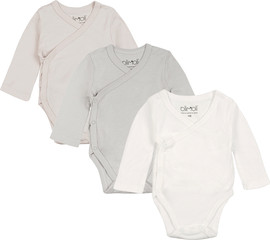 Olimoli מארז שלישיית בגדי גוף חלק יוניסקס – Baby Body Suit 3 PCS