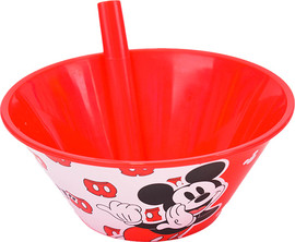 Disney קערת פלסטיק עם קשית - מיקי מאוס קלאסי