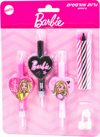 Barbie סט 6 נרות מודפסים - לב ברבי