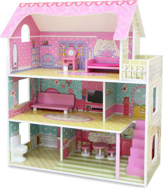 Infanti בית בובות מאובזר וילה 3 קומות דגם Dollhouse Mension TX1055E