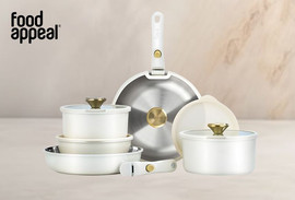 Food Appeal מארז כלי בישול 12 חלקים עם ידית נשלפת FLEXI PLATINUM צבע קרם בחוץ מבית Food appeal