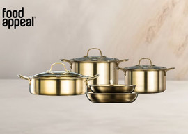 Food Appeal מארז כלי בישול 8 חלקים - סירים 20/24, סוטאז' 28 ס"מ, מחבת 20/28 ס"מ CROWN מבית Food appeal