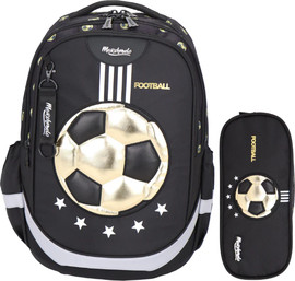 MARSHMELO תיק בית ספר אורטופדי 3 תאים עם קלמר תואם דגם Football מבית  marshmelo | Dreamland שחור
