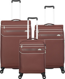 Slazenger סט 3 מזוודות בד פרמיום קלות במיוחד דגם B-lite II מבית חברת היוקרה Slazenger צבע חום