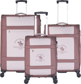 POLO סט 3 מזוודות בד XL מתרחבות בעיצוב מודרני מבית המותג היוקרתי POLO CLUB דגם LOS ANGELES צבע חום
