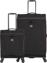 Cabin fly זוג מזוודות בד גדולה וטרולי עליה למטוס ״28 + ״20 מתרחבות אולטרא לייט מבית המותג ®CABIN FLY דגם SkyLite צבע שחור