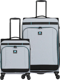 Cabin fly זוג מזוודות בד גדולה וטרולי עליה למטוס ״28 + ״20 מתרחבות אולטרא לייט מבית המותג ®CABIN FLY דגם SkyLite צבע אפור