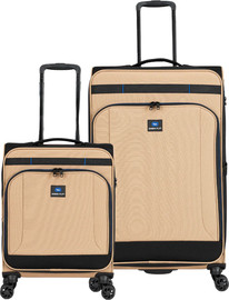 Cabin fly זוג מזוודות בד גדולה וטרולי עליה למטוס ״28 + ״20 מתרחבות אולטרא לייט מבית המותג ®CABIN FLY דגם SkyLite צבע בז'