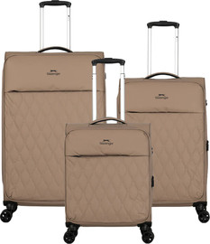 Slazenger סט 3 מזוודות בד פרמיום בעיצוב אלגנטי דגם Savoy מבית Slazenger צבע בז'