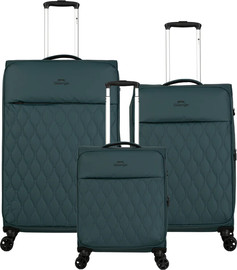 Slazenger סט 3 מזוודות בד פרמיום בעיצוב אלגנטי דגם Savoy מבית Slazenger צבע פטרול