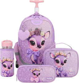 MARSHMELO מארז תיק אורתופדי 9 ב 1 כולל עגלה דגם איילה Dramland Deluxe מבית Marshmelo צבע סגול