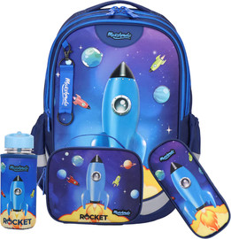 MARSHMELO סט 9 ב 1 תיק בית ספר כולל עגלת טרולי דגם חללית Dramland Deluxe מבית Marshmelo כחול