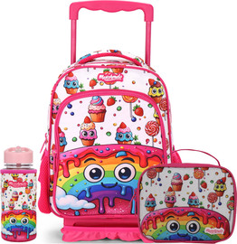 MARSHMELO סט תיק גן עם טרולי מובנה 5 ב 1 דגם גלידה מסדרת Dreamland Trolly set מבית Marshmelo פוקסיה