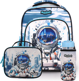 MARSHMELO סט תיק גן 5 ב 1 דגם אסטרונאוט מסדרת Space Adventure מבית Marshmelo לבן
