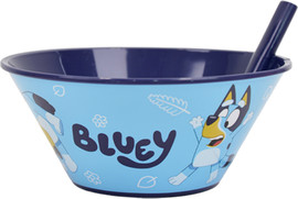 Bluey קערת פלסטיק עם קשית - בלואי