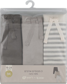 לייף לייף בייביז  מארז מכנסיים ארוכים 18-24 חומים