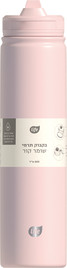 לייף בקבוק נירוסטה ורוד עם קש 800 מ"ל