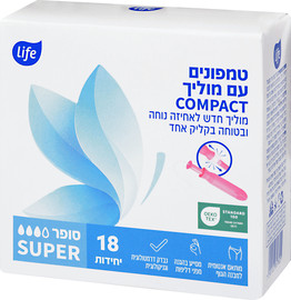 לייף טמפונים עם מוליך קומפקט סופר