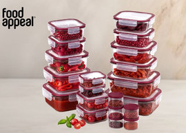 Food Appeal סט 20 יח' כלי איחסון זכוכית עם מכסה בורדו GLASS CLOC