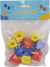 Mediland סביבון עץ - צבעוני 10 יח' בשקית