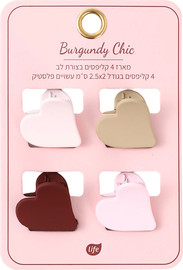 לייף קליפסים קטנים לשיער בורגונדי